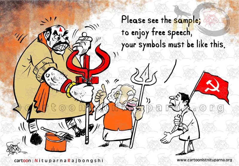 Conditional Free Speech cartoon by Nituparna Rajbongshi
