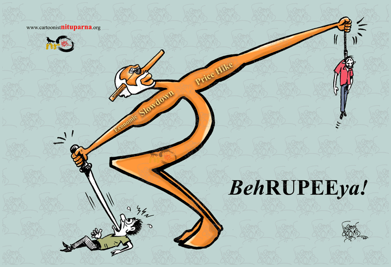 25sept19Rupee-indian-economy-nituparna - Official Website of Cartoonist  Nituparna Rajbongshi